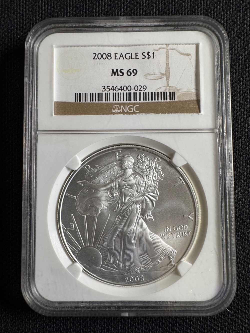 Graded 2008 American Silver Eagle MS69 - Silver